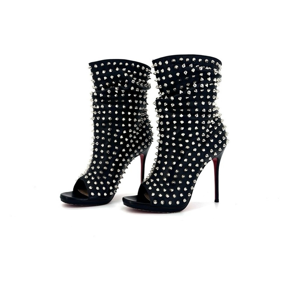 Christian Louboutin Black Guerilla 120 Nappa Spiked Booties - US 6 (36.5) NWT - Picture 2 of 13